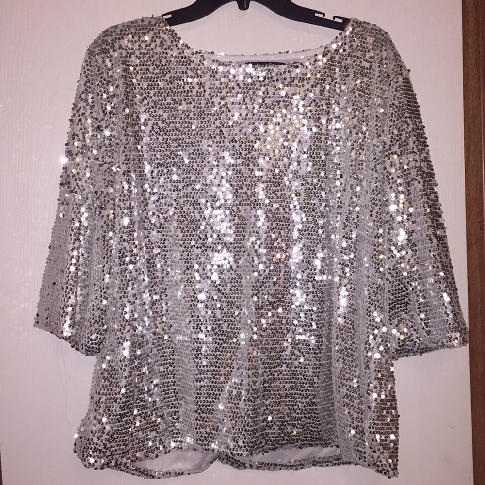 Silver sequin top